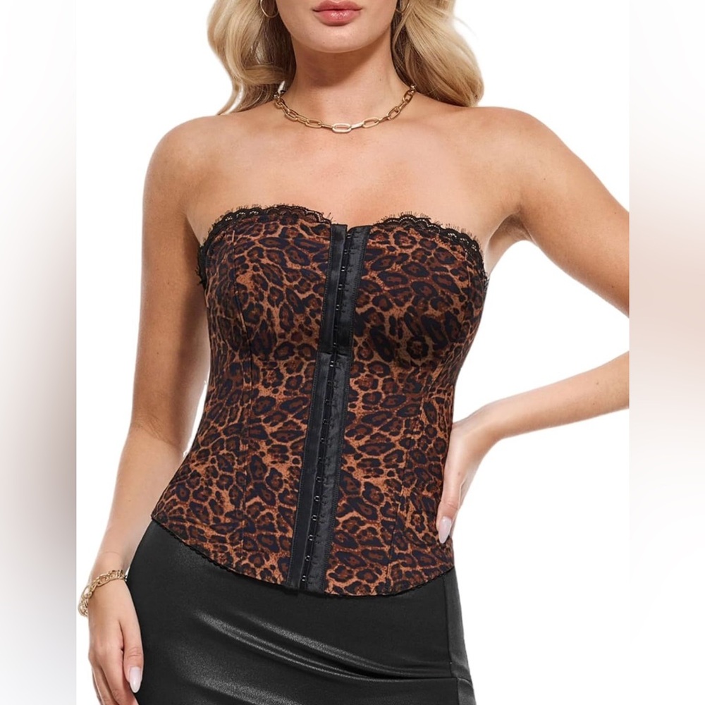 Wild Elegance Strapless Leopard Corset Top